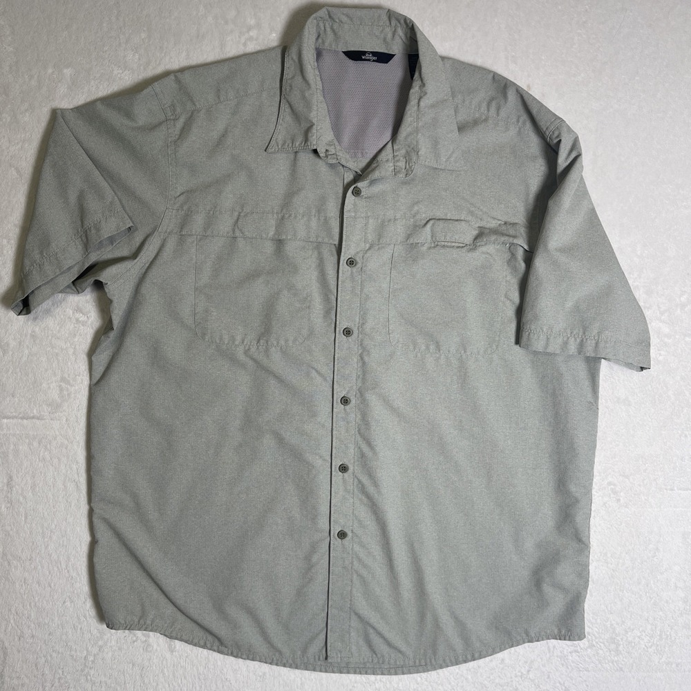 Wrangler Shirt Men's Sz XL Short Sleeve Khaki Classic Woven Shirt Button Up